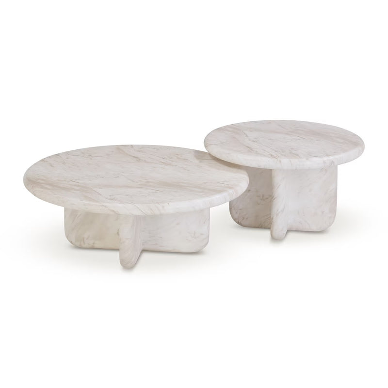 Juju Nesting Marble Round Coffee Table Set (Indoor or Outdoor)