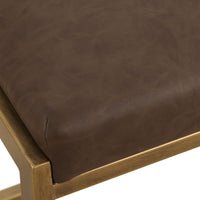 Lilla Brown Faux Leather & Brass Counter Stool
