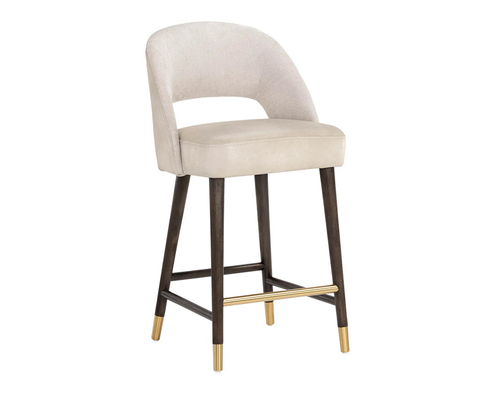 Monae Cream Faux Leather & Performance Fabric Counter Stool