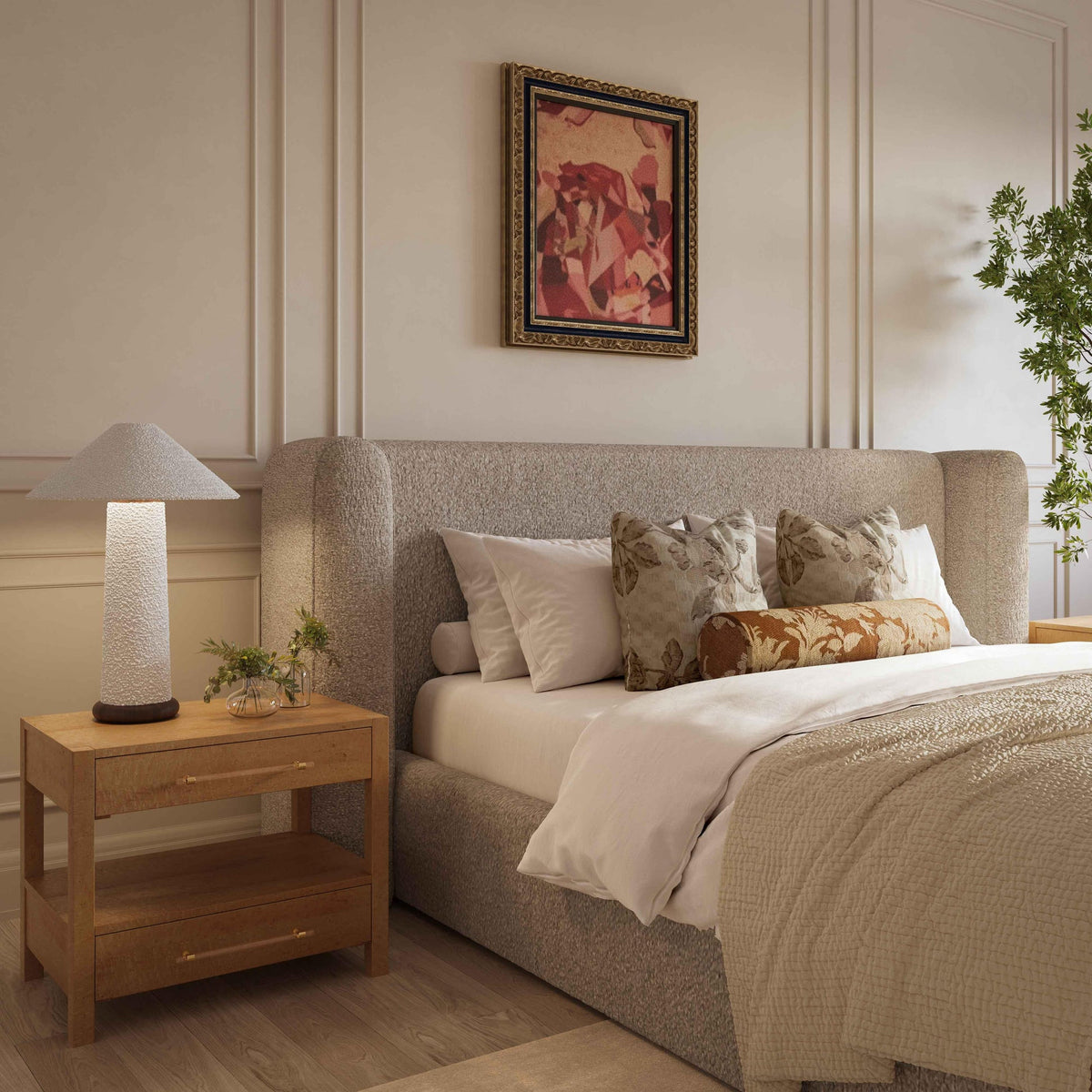 Babette Tan Contract-Grade Boucle Bed