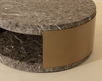 Cavette Dark Emperador Faux Marble & Brass Coffee Table - Indoor/Outdoor