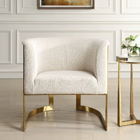 Linah Tan Boucle & Gold Accent Chair