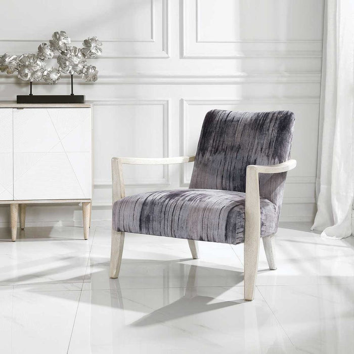 Maben 31" Grey & Blue Chenille Abstract Accent Chair