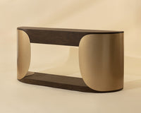 Sultana 70" Dark Oak Concrete & Brushed Brass Console Table - Indoor/Outdoor