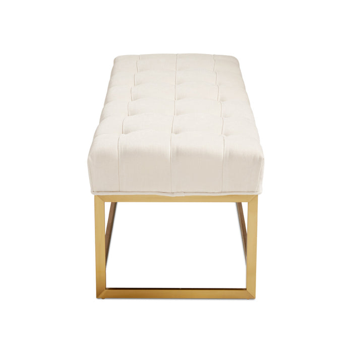 Elisha Modern Ivory Linen & Gold Bench