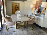 Adelpha Beige Velvet with Polished Gold Dining Chair (Small) - Luxury Living Collection
