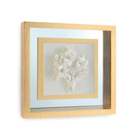 Josiane Botanical Porcelain Flower Shadow Box Wall Art with Gold Leaf Frame (4 Styles)