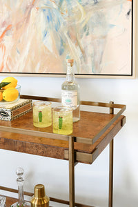 Georgiana Dark Burl Wood & Brass Bar Cart