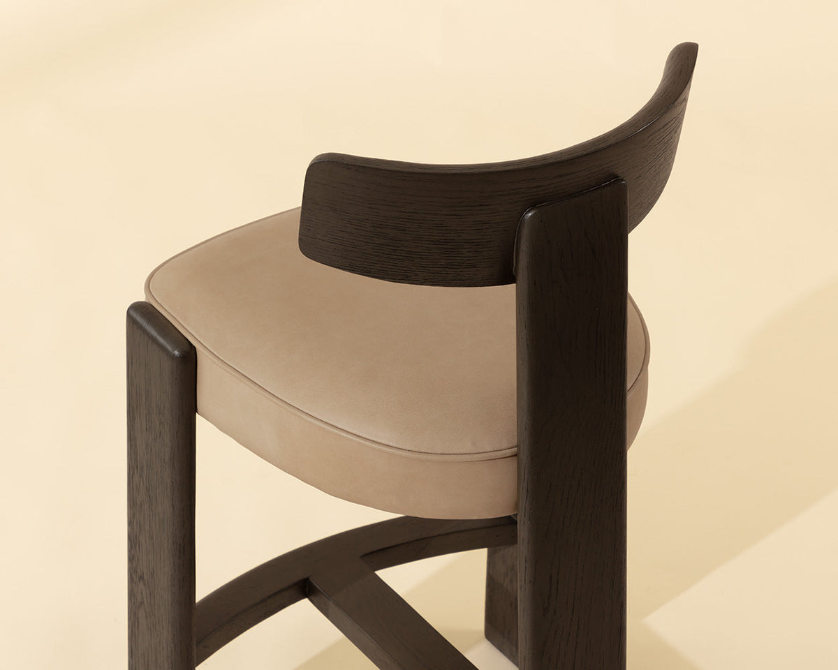Horton Dark Brown Oak & Sahara Sand Leather Counter Stool