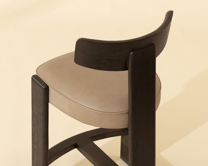 Horton Dark Brown Oak & Sahara Sand Leather Counter Stool
