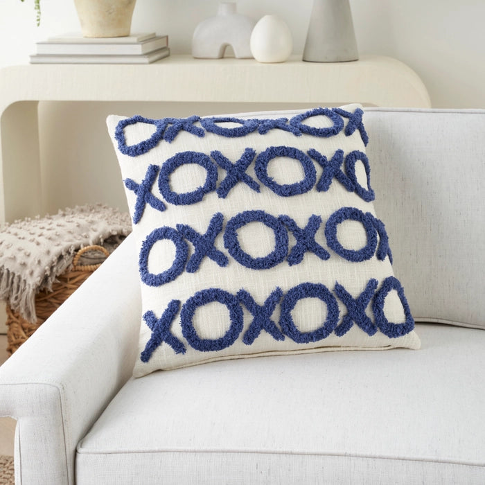 XOXO 18" X 18" Ink Blue Throw Pillow (Set of 2)