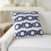 XOXO 18" X 18" Ink Blue Throw Pillow (Set of 2)