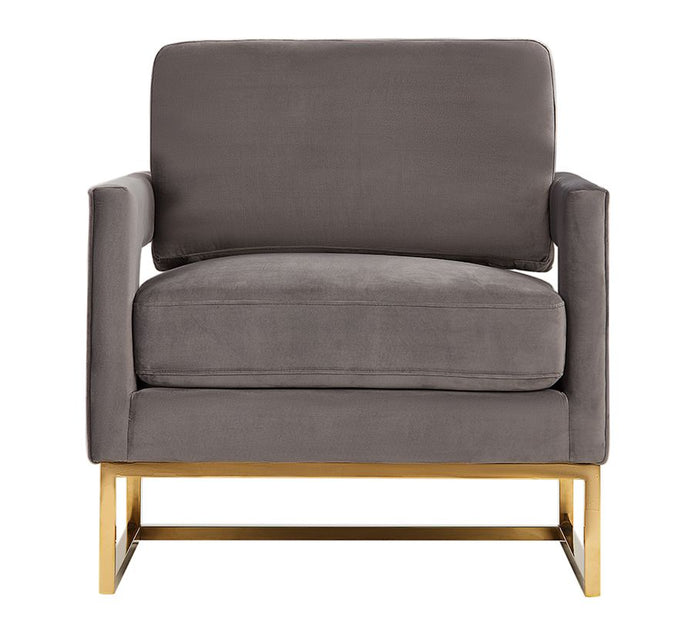 Glimer Modern Grey Velvet & Gold Accent Chair