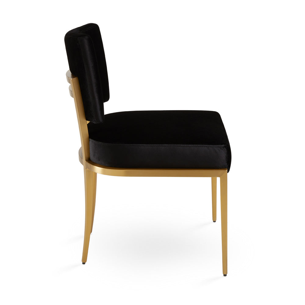 Rebeka Black Velvet & Gold Dining Chair (Set of 2)