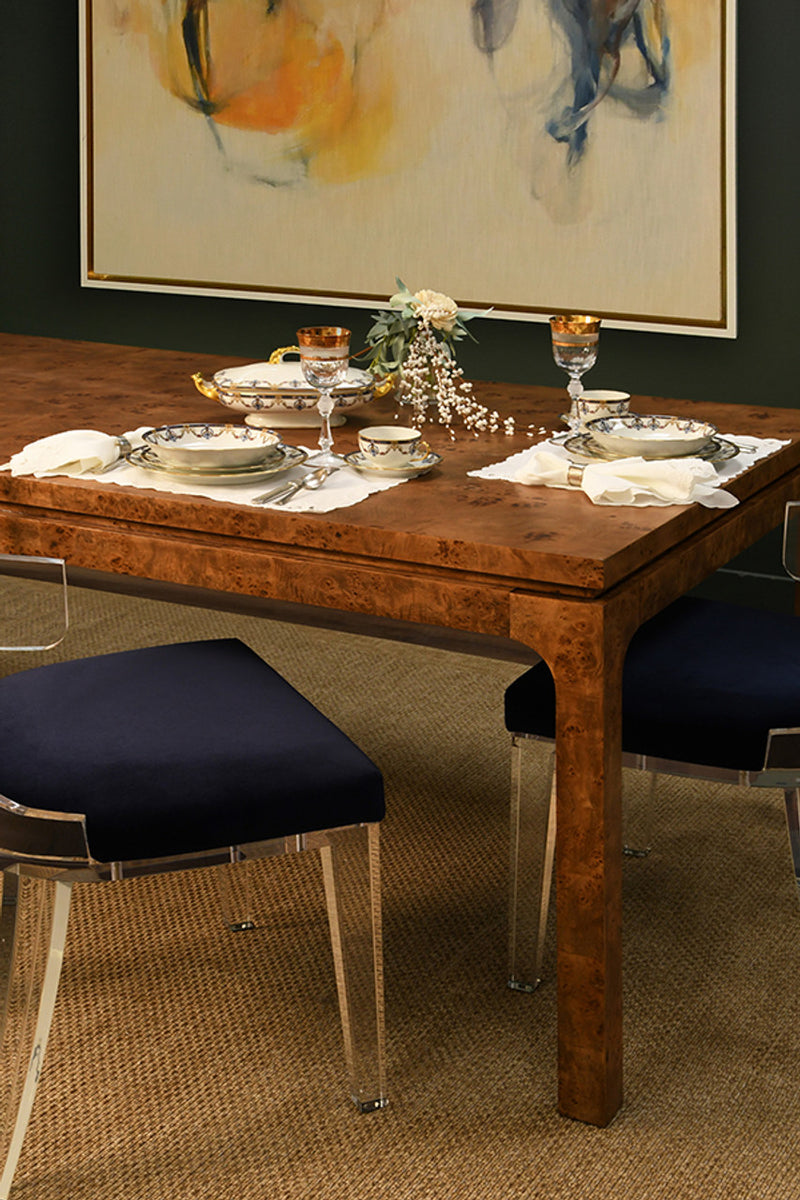 Cecilly 86" Dark Burl Wood Dining Table