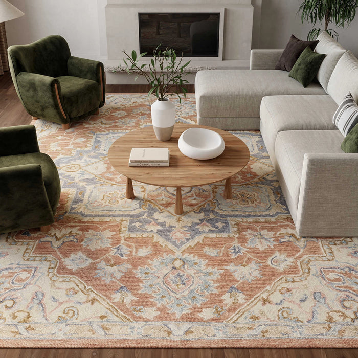 Goldie Rust Ivory Wool Persian Style Area Rug