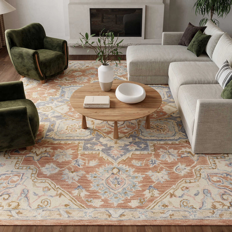 Goldie Rust Ivory Wool Persian Style Area Rug
