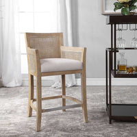 Ennis Off White Polished Nickel Counter Stool