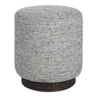 Messeta 16" Blue & White Tweed & Dark Walnut Oak Ottoman