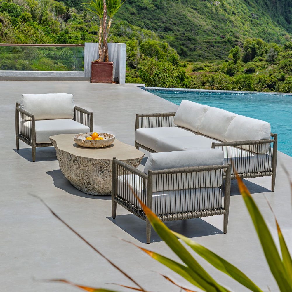 Clara White & Grey Outdoor Lounge Chair