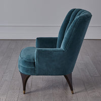 Channel Dragonfly Blue Velvet Accent Chair