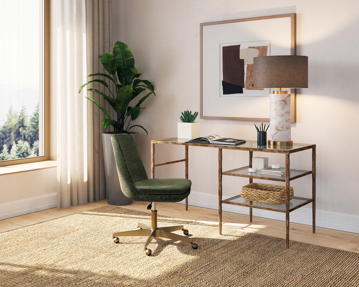 Berget Olive Green & Gold Desk Chair