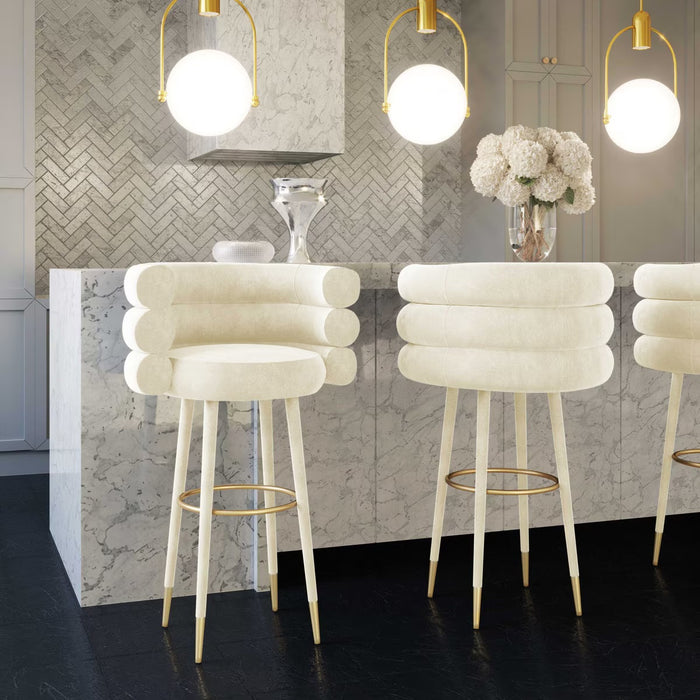 Nazri Cream Velvet Counter Stool