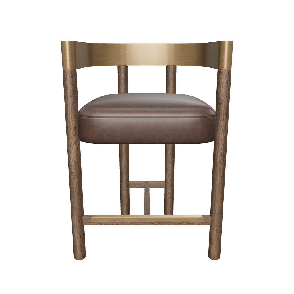 Manolo Espresso Faux Leather, Chocolate Ash & Antique Brass Counter Stool