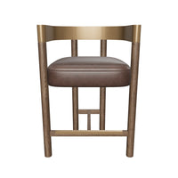 Manolo Espresso Faux Leather, Chocolate Ash & Antique Brass Counter Stool