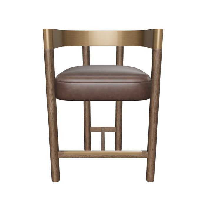 Manolo Espresso Faux Leather, Chocolate Ash & Antique Brass Counter Stool