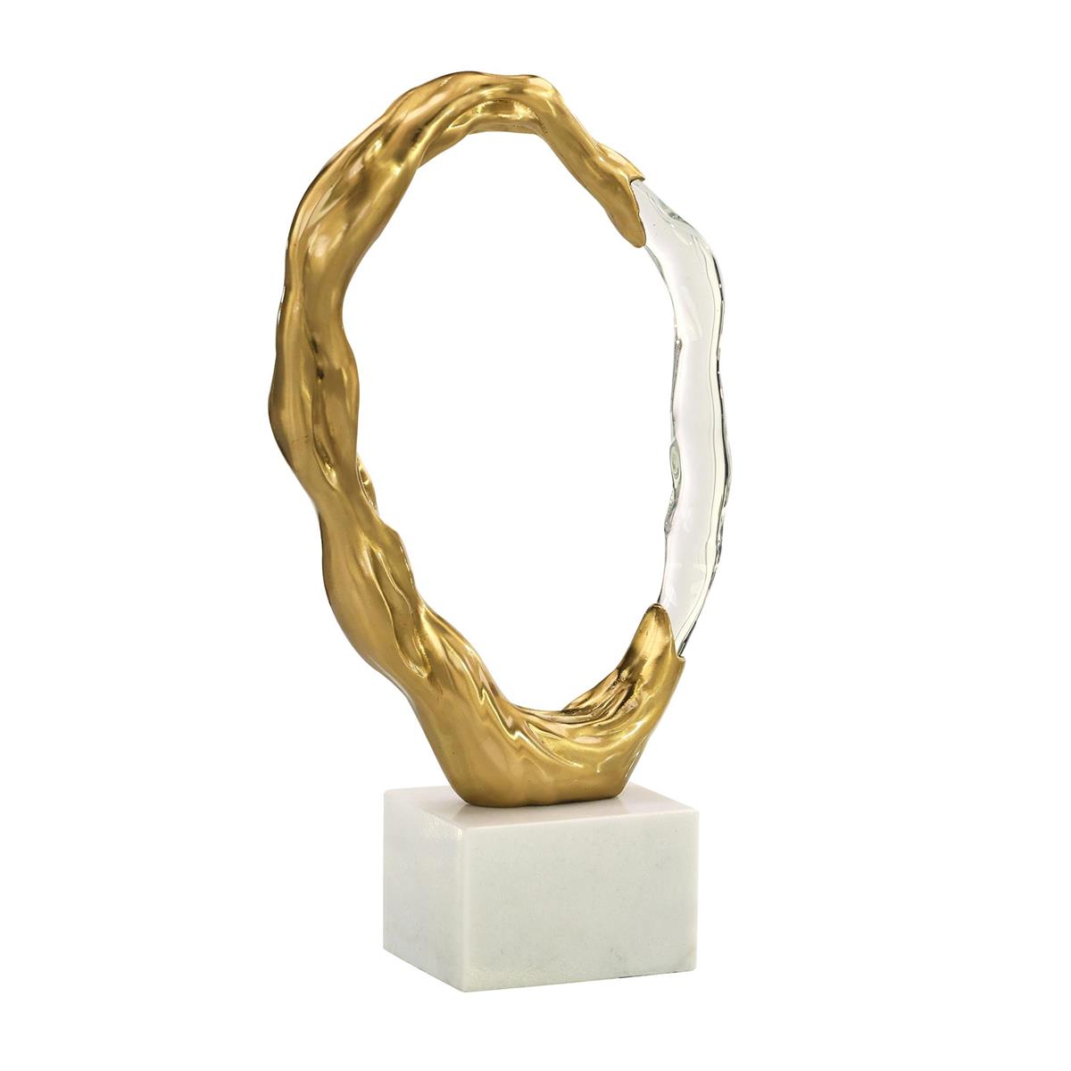 Crystal & Gold Metal Waves Sculpture (2 Sizes Available)