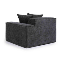 Mindy Charcoal Performance Chenille Basketweave RAF Corner Chair