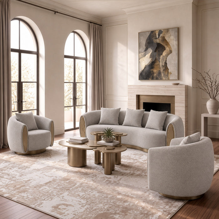 Meline Modern Antique Brass Nesting Coffee Table Set