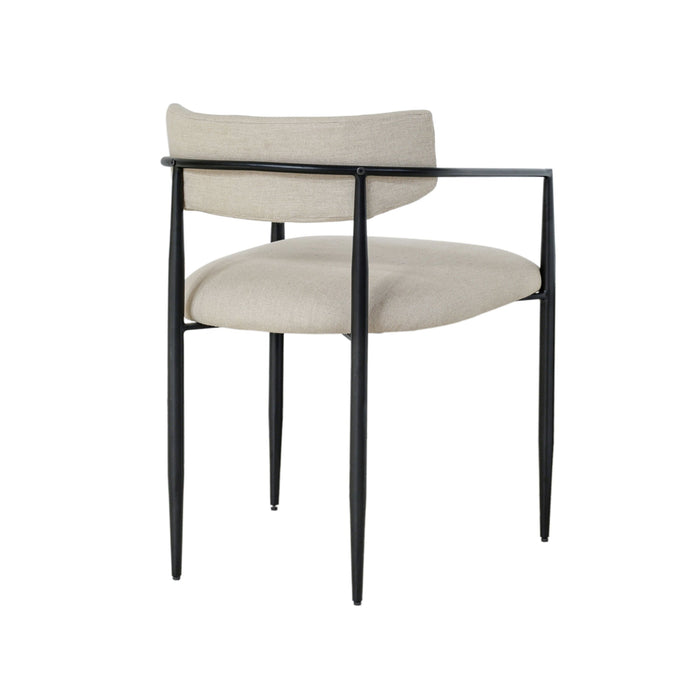Fatime Cream Linen Forged Iron Dining Chair