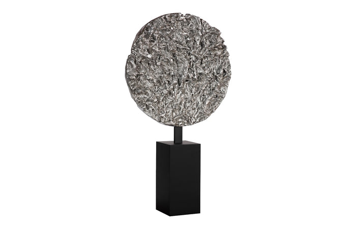 Cosmic Medium Silver Leaf Cast Root Disk With Stand