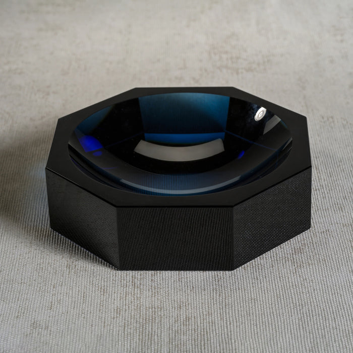 Alda Deep Blue Crystal Glass Octagon Bowl - Set of 2