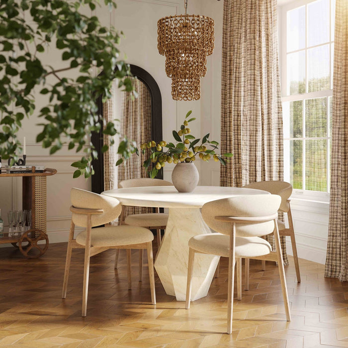 Eloise Cream Performance Textured Velvet Dining Chair