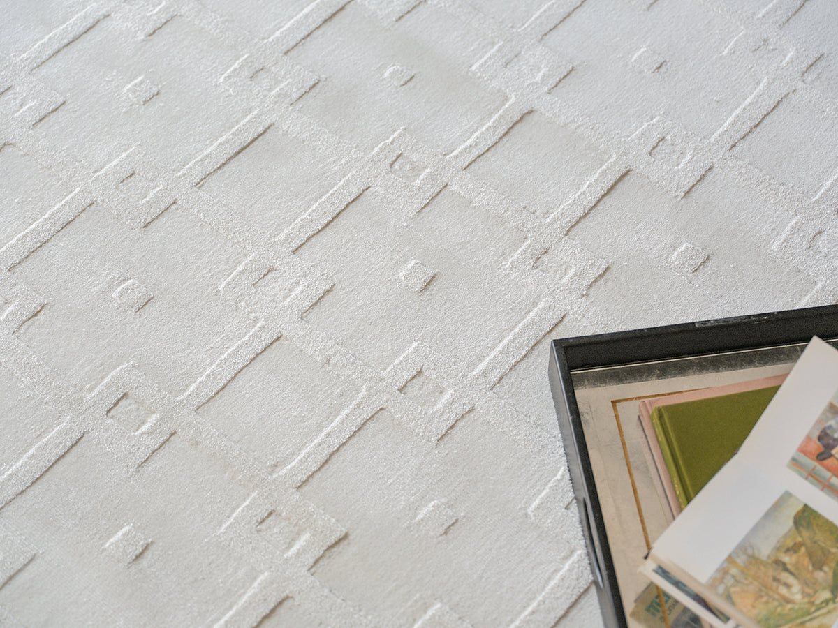 Ramo Modern White Patterned Area Rug - Elegance Collection