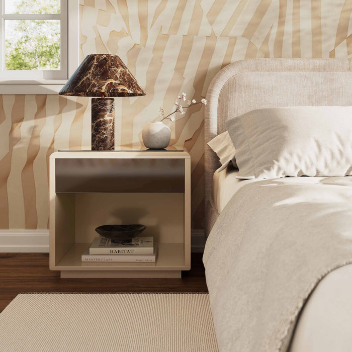 Francesca Art Deco Taupe Nightstand