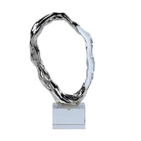 Crystal & Silver Metal Waves Sculpture (2 Sizes Available)