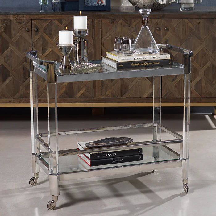 The Langham Bar Cart - Polished Nickel