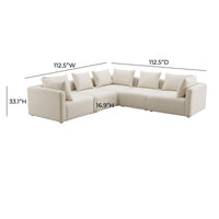Karsyn 112.5" Plush Cream Boucle Performance Linen 5-Piece Modular L-Sectional