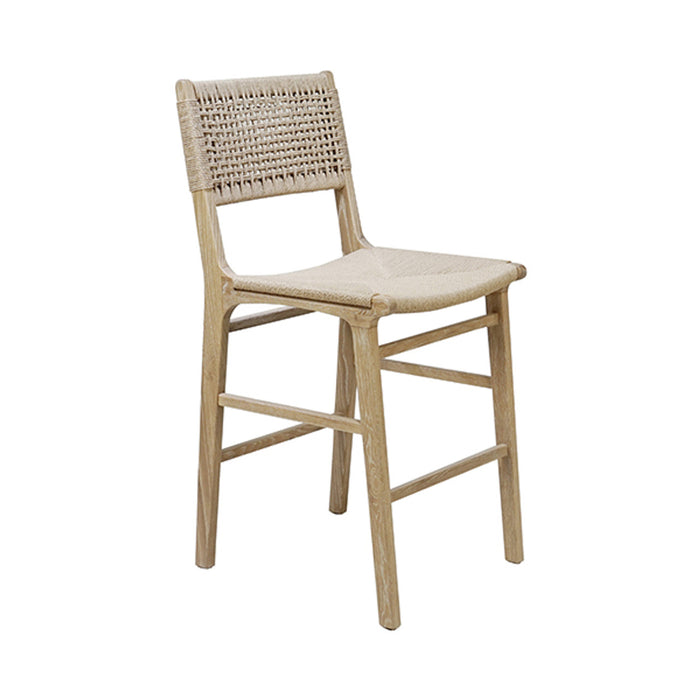 Charlotte Cerused Oak & Woven Counter Stool