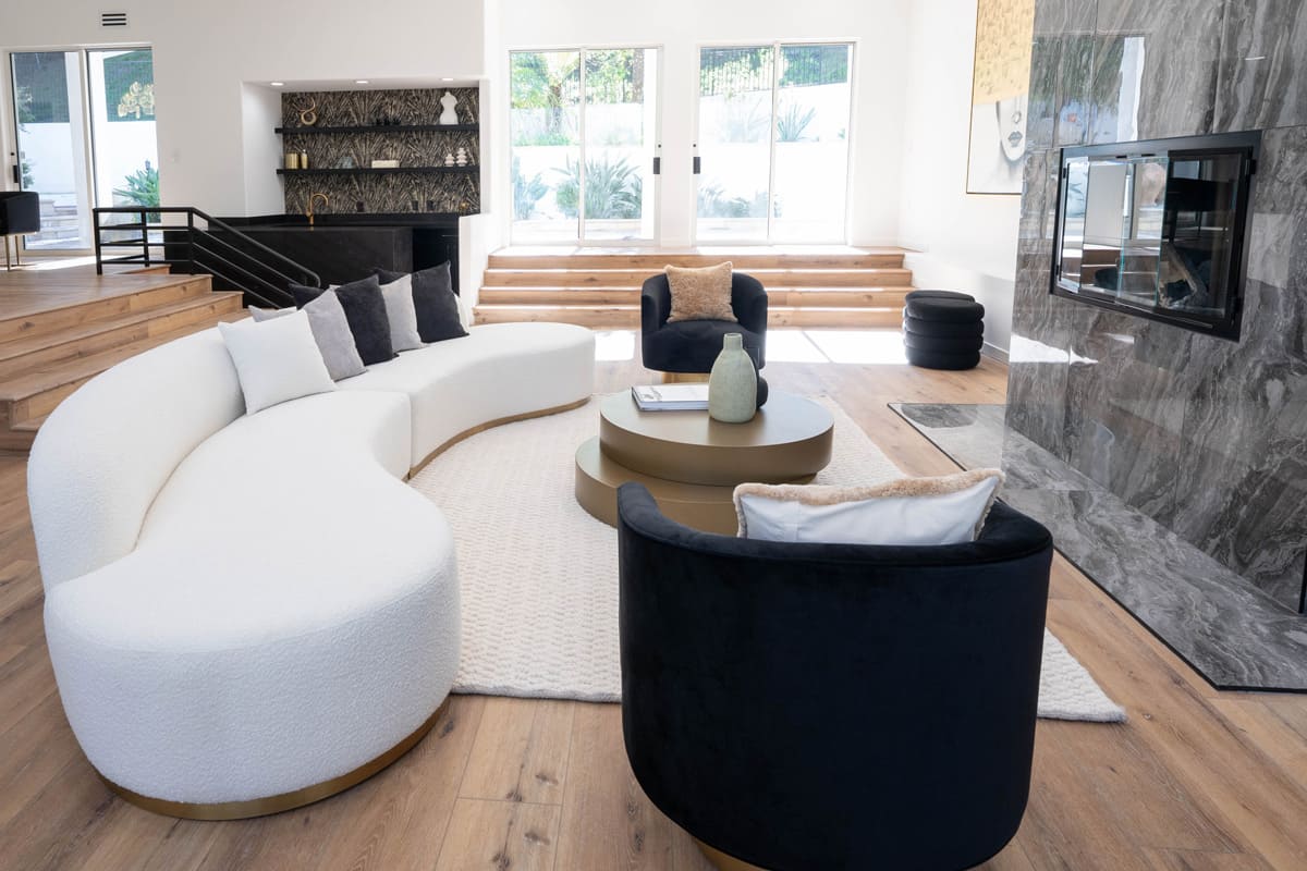 Bergen Modern Black Fabric with Brushed Gold Accent Chair