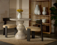 Horton Dark Brown Oak & Sahara Sand Leather Dining Chair (Set of 2)