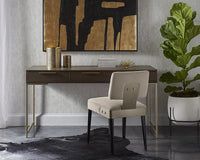 Rebel 59.25" Modern Brown Oak & Gold Desk