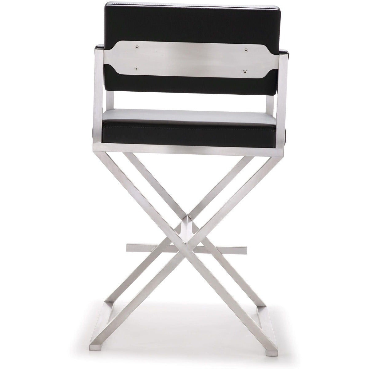 Lila Black Steel Vegan Leather Counter Stool - Luxury Living Collection