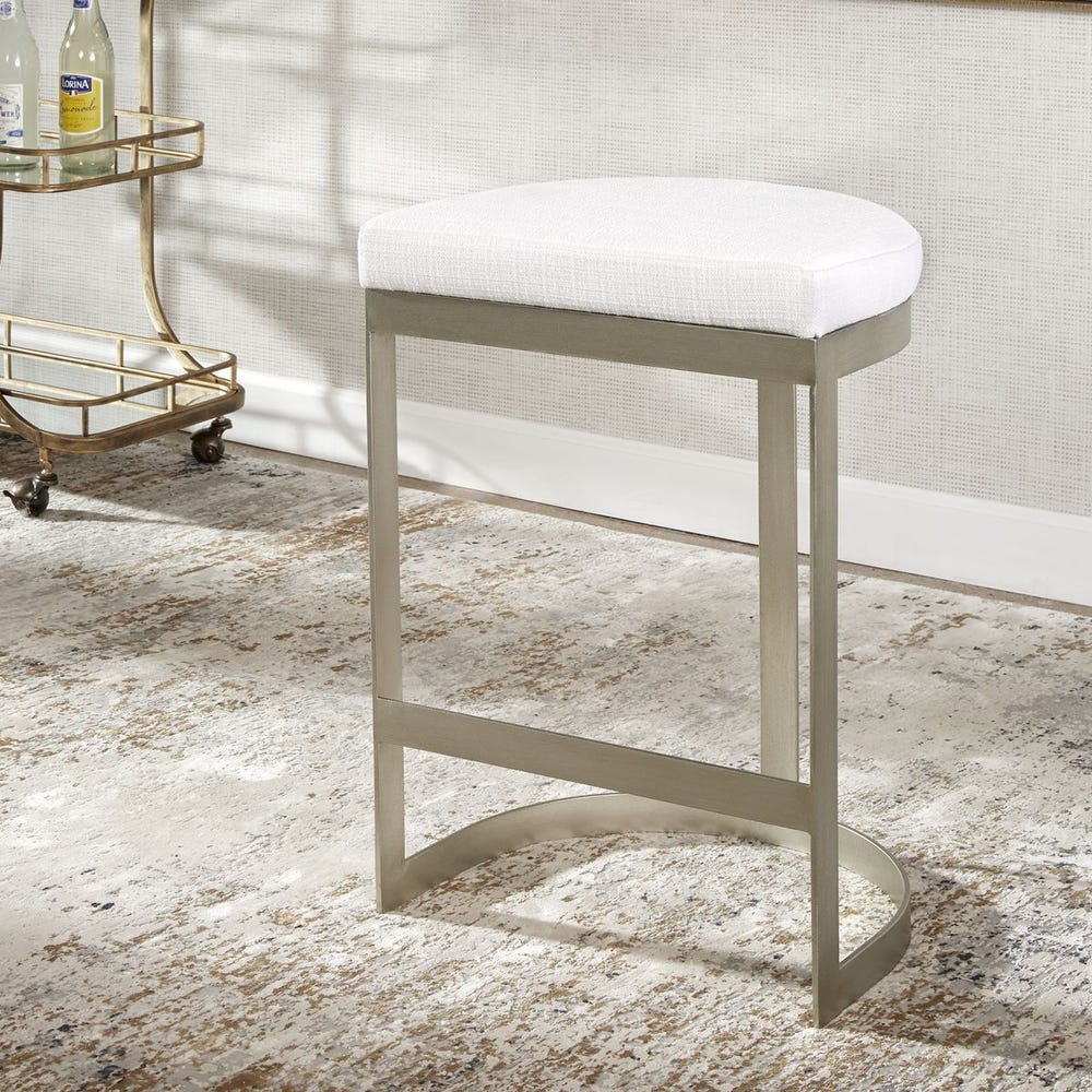 Crystal Counter Stool With Brushed Silver Frame