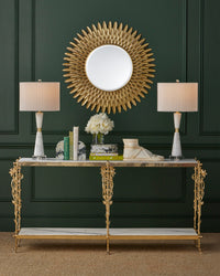 Fiore 72" White Marble & Polished Brass Console Table
