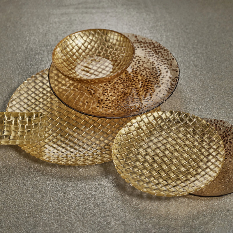 Braided Gold 8.25" Round Plate - Set of 12
